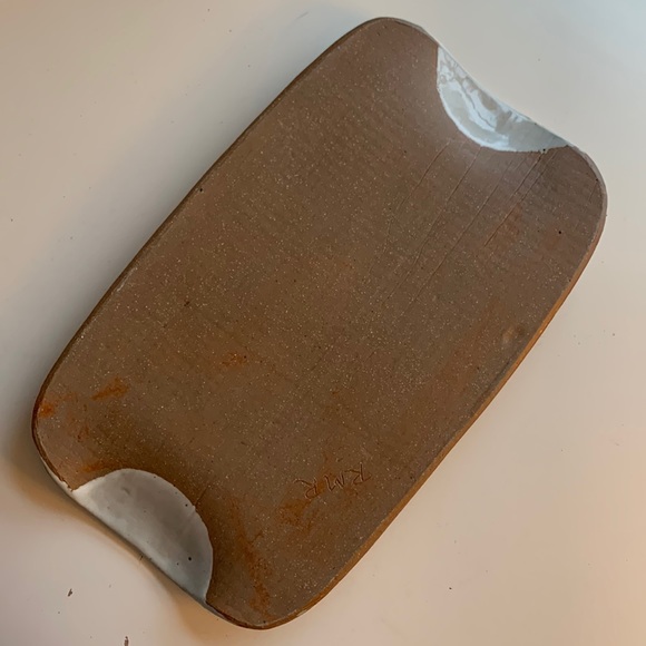 NEW Handmade Pottery Cheese Board Tray with White Inlaid Design on Stoneware - Picture 6 of 8